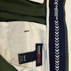 EUC Mens 34x34 Roundtree & Yorke TravelSMART Flat Front Pants Green